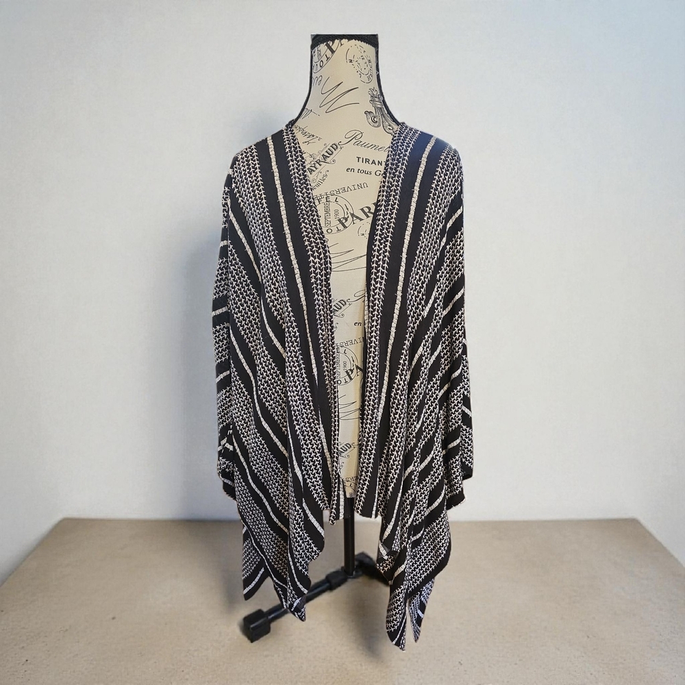 fab'rik Monochrome Striped Women's Poncho